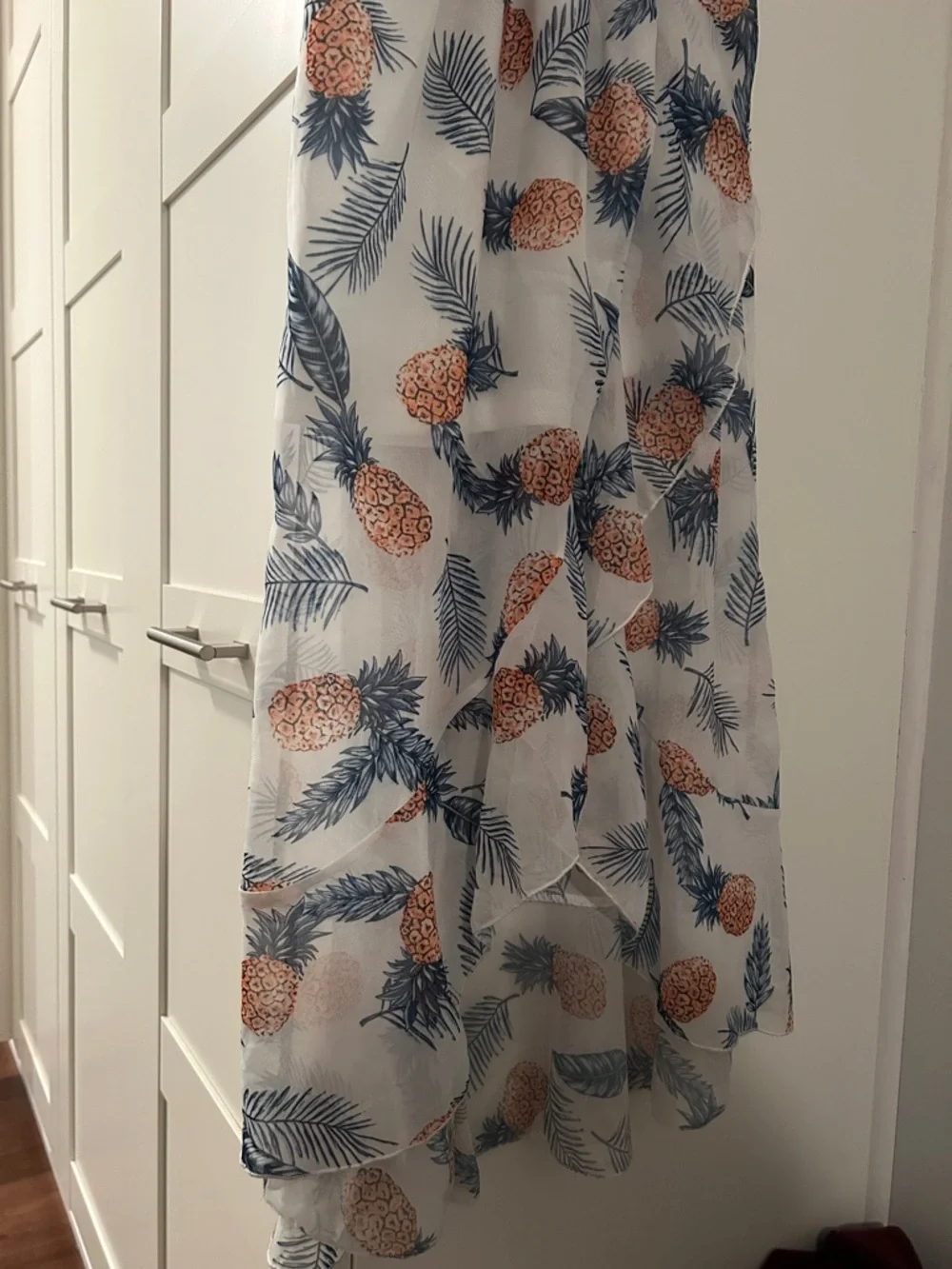 White Sheer Pineapple Print Maxi Skirt - Picture 3 of 4